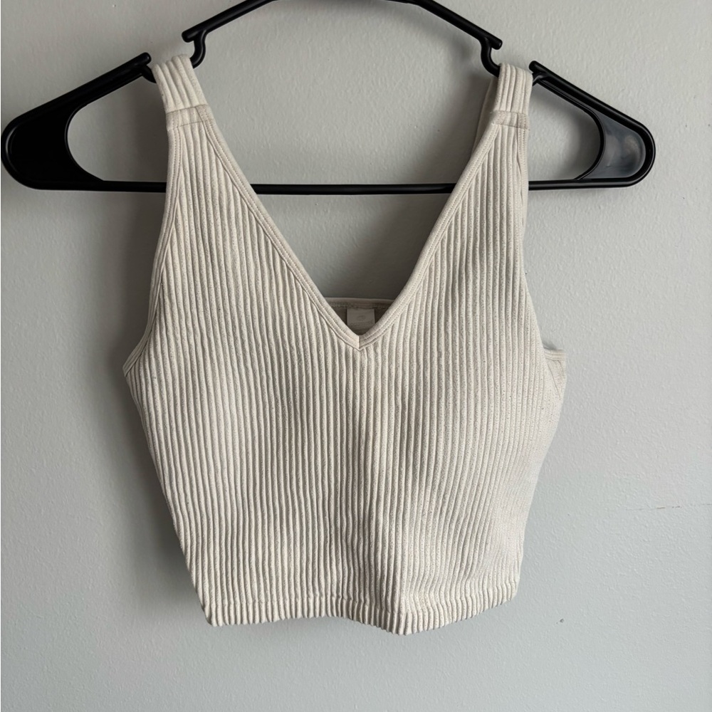 90 Degree By Reflex Ribbed White Crop Top